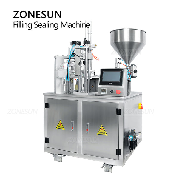 ZONESUN ZS-FS100 Automatic Jelly Yogurt Ice Filling machine Cream Juice Sugar Honey Rotary Cup Sealing Machine 10-300ml