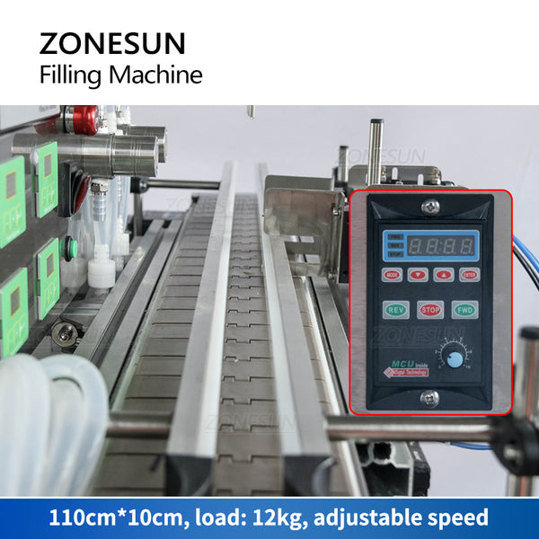 ZONESUN ZS-DTMP4AL 4 Diving Nozzles Automatic Liquid Filling Machine With Chain Conveyor Belt Magnetic Pump