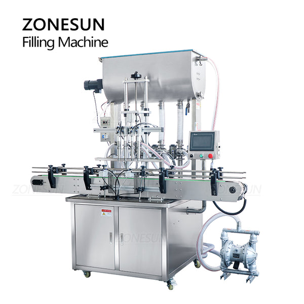 ZONESUN ZS-YT4T-4PM Automatic Chocolate Honey Chili Paste Liquid Mixing Heating Filling Machine 300℃ High Temperature Resistance