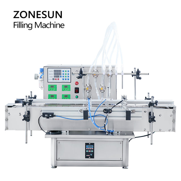 ZONESUN ZS-DTMP4Y Automatic Desktop 4 Heads Soy Sauce Magnetic Pump Liquid Bottle Filling Machine