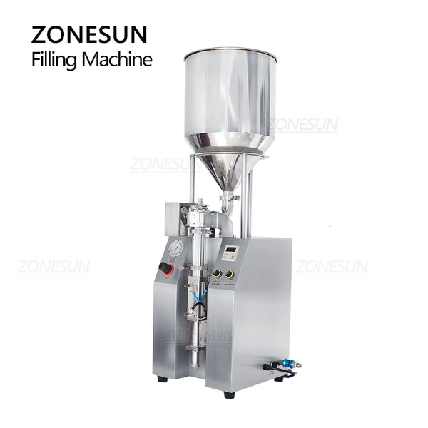 ZONESUN ZS-YTCP12V 1-12ml Pneumatic Syringe Filling Machine for Liquid Paste Ceramic Plunger Pump with 20L Hopper