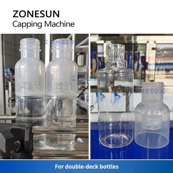 ZONESUN ZS-XGC2 Automatic Custom Capping Machine Double Deck Bottles Jar Mixed Drinks Seperate Containers Honey Beverage