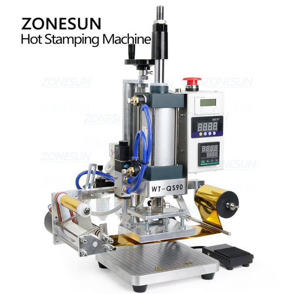 ZONESUN ZS-QS90 Pneumatic bronzing machine Leather Hot Foil Stamping Machine Counter Function Leather Embossing Estampadora