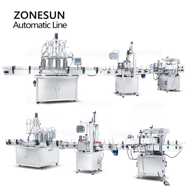 ZONESUN ZS-FAL180X8 4 Heads Piston Pump Liquid Filling Capping  Automatic Production Line