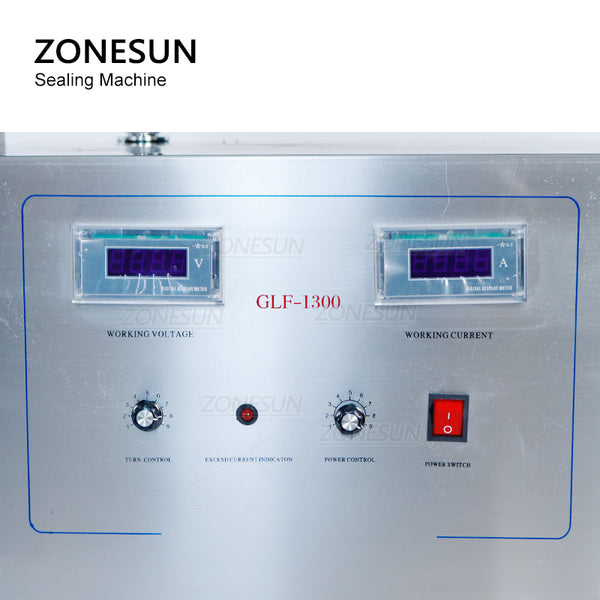 ZONEPACK ZS-FK1300 Automatic Continuous Aluminum Foil Plastic Pill Bottle Sealing Machine High Speed Vial Cap Sealer 10-70mm