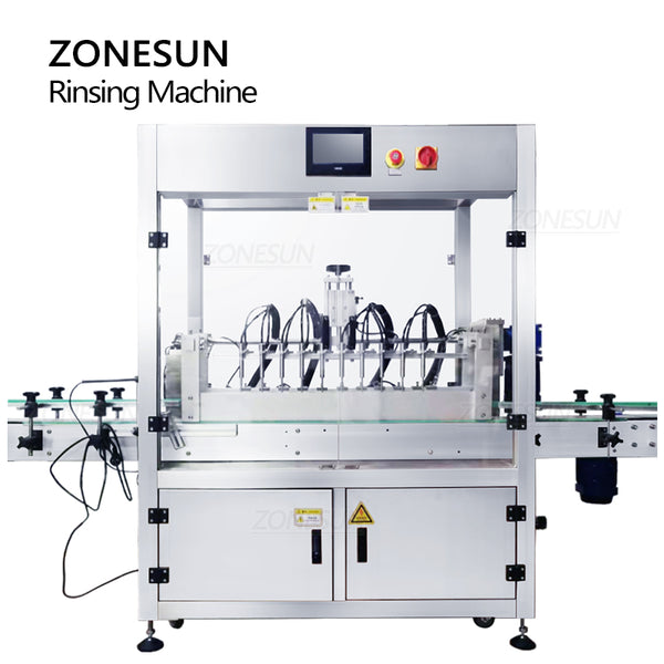 ZONESUN ZS-XPJ8 Automatic Anion Rinsing Machine  8 Heads Washer High-pressure Water to Rinse Bottles Cleaning Mass Production