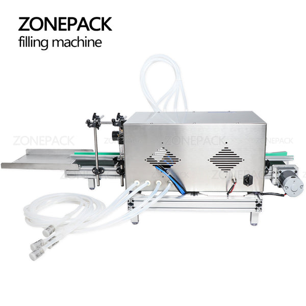 ZONEPACK Full Automatic Desktop CNC Liquid Filling Machine With Conveyor Bottle Filling Machine Perfume Juice Milk Water Filler