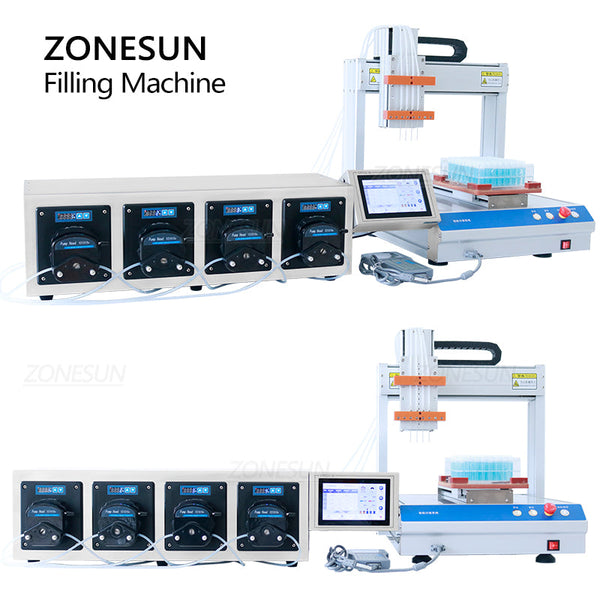 ZONESUN 4 Nozzles Peristaltic Pump Small-volume Liquid Filling Machine ZS-XYZ4A