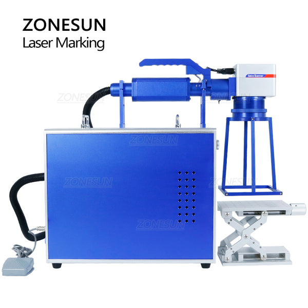 ZONESUN Handheld Fiber Laser Marking Machine Pulsed Laser Engraver Metal Plastic Leather