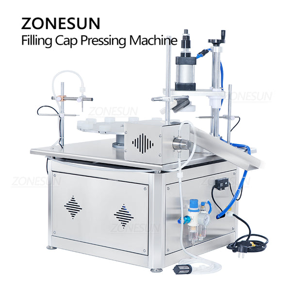 ZONESUN ZS-AFC1C Automatic Filling And Cap Pressing Machine Tube Portable Magnetic Pump Turntable Small Business Production Line