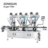 ZONESUN ZS-FM4A Auto 3 Head Auger Filler Servo Motor Flour Milk Chili Cocoa Ground Coffee Powder Filling Machine for Bottle Jar