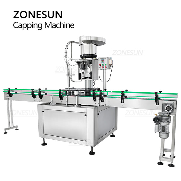 ZONESUN ZS-XG440E Automatic Beer Bottle Crown Cap Capping Machine with Cap Feeder