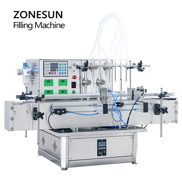 ZONESUN ZS-DTMP4Y Automatic Desktop 4 Heads Soy Sauce Magnetic Pump Liquid Bottle Filling Machine