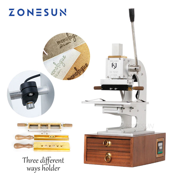 ZONEPACK New Manual Heat Press Machine Digital PVC Card Book Leather Paper Wood Custom Logo Embossing Hot Foil Stamping Machine