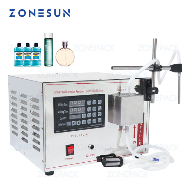 ZONEPACK GZ-YG1 Automatic Magnetic Pump Filling Machine ethanol Perfume Alcohol Hydrogen Peroxide Juice Essential Oil Liquid