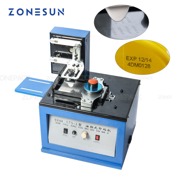 ZONEPACK Automatic Pad Printer Electric InkJet Date Pad Printing Machine For Bottle Caps Print LOGO Metal Glass Coding Machine