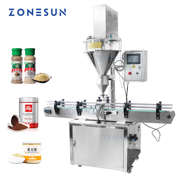 ZONEPACK Tin Aluminum Can Auger Cup Automatic Coffer Dry Milk Powder Small Bottle Filling Machines For Food