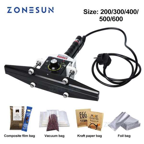 ZONESUN FKR-200 Handheld Impulse Sealer With Cutter Manual Sealing Machine