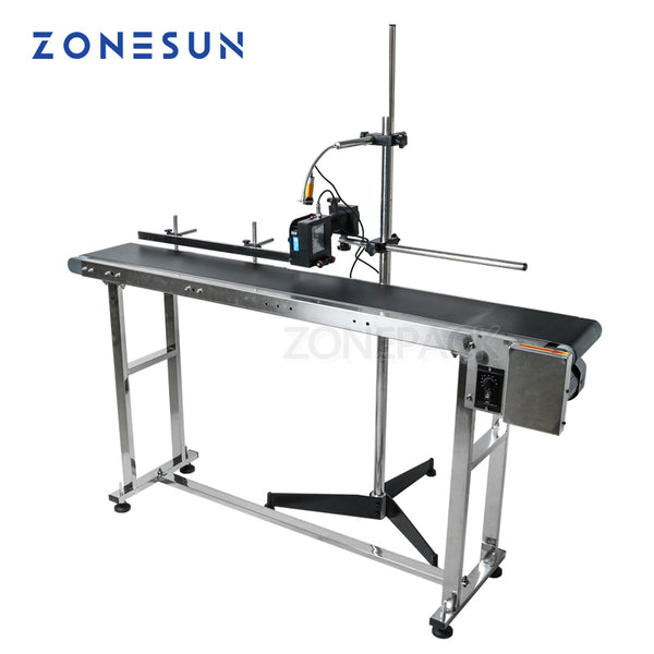 ZONEPACK Inkjet Printer Conveyer Conveying Table Band Carrier Sorting Workbench PVC Belt Conveyor Bottle Box Bag Sticker Conveyor