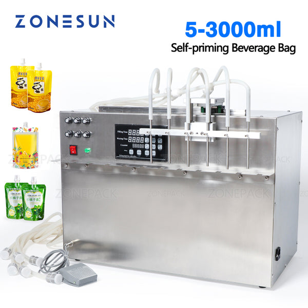 ZONESUN 6 Heads Self-priming Bag Liquid Filling Machine ZS-DPSP6