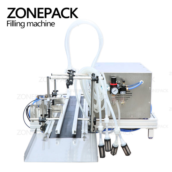 ZONESUN 4 Nozzles Automatic Bottle filling machine CNC Filler With Conveyor Corrosive Alcohol Eye Drop Syrup Cosmetic Liquid