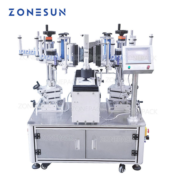 ZONEPACK XL-T806 Semi Automatic Double-side Soap Laundry Liquid Paste PET Flat Bottle Labeling Machine