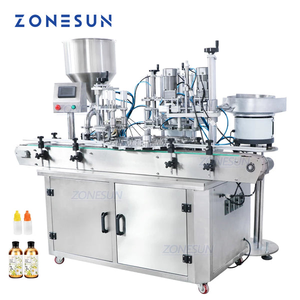 ZONESUN Custom Full Automatic Cream Beverage Juice Bottle Vial Paste Liquid Filling And Capping Machine for Cosmetic