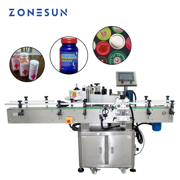 ZONEPACK Automatic Tube Round Wine Can Jar Water Milk Bottle Sticker Roll Labeling Machine For Factory