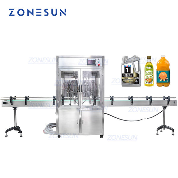 ZONESUN ZS-YTDC6 Fully Automatic 6 Heads Piston Pump Bleach Soap Shampo Linear Liquid Filling Machine With Dust Cover