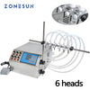 ZONEPACK Electric Digital Control Pump Liquid Filling Machine 3-4000ml for Liquid Perfume Water Juice Essential Oil with 6 Heads