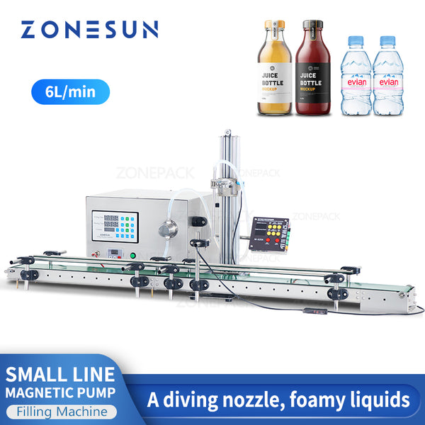 ZONESUN Liquid Filling Machine Small Machine Line 316 Magnetic Pump Water Juice Beverage Bottle Diving Nozzle ZS-DTMP1D