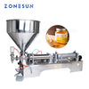 ZONESUN 100-1000ml Cream Filling Machine Liquid Filler 30L Pedal Pneumatic Paste Filling Machine for Paste High-viscosity Single Head Horizontal Semi-auto Filling Machine with Funnel