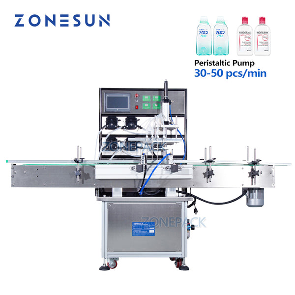 ZONEPACK Peristaltic Pump Filling Machine Aerosol Soda Beverage Wine Drink Perfume Bottle Water Automatic Packing Making Machines