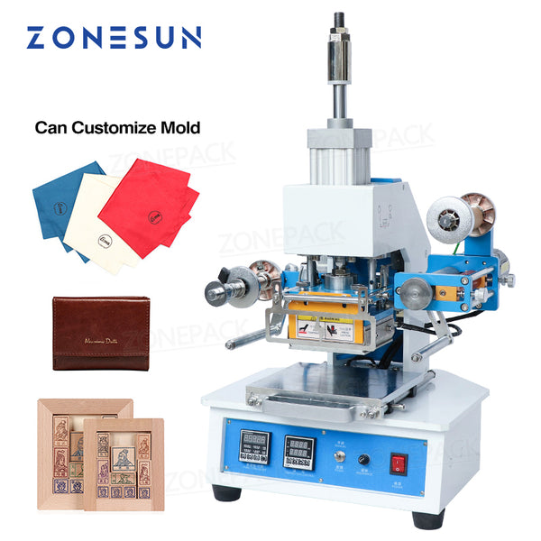 ZONEPACK ZY-819E Pneumatic Automatic Stamping Machine Leather LOGO Creasing Machine Stamper High Speed Card Embossing Machine