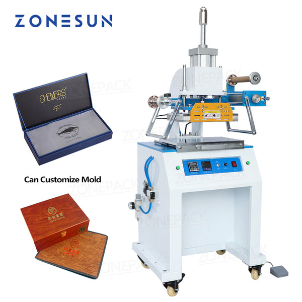 ZONEPACK ZY-819D Pneumatic Stamping Machine Leather Logo Creasing Machine Pressure Words Machine Logo Stampler Name Card Stamping