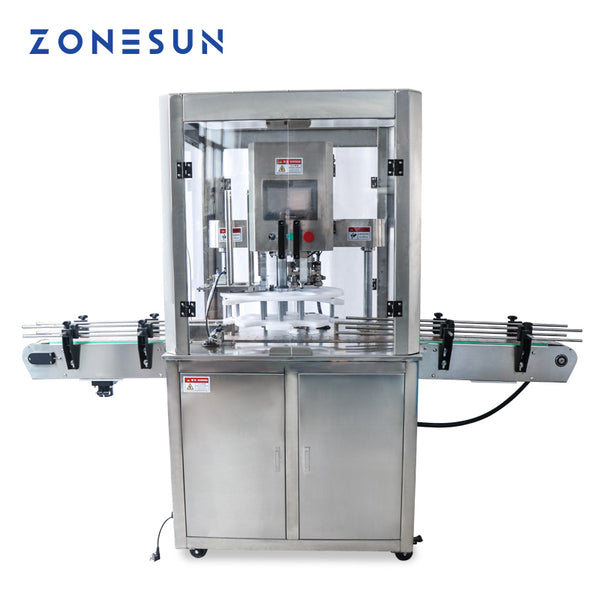 ZONEPACK ZS-CS380 Tin Aluminum Can Food Fruit Glasses Screw Plugging Tinplate Cover Automatic Capping Machines Sealing Packing Machines