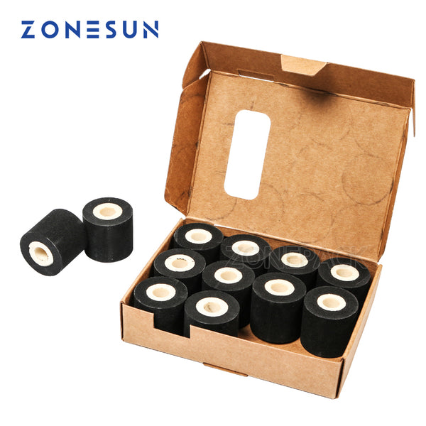 ZONEPACK Free Shipping Energy Saving Black Hot Printing Ink Roll for MY-380F, Good Quality Hot Ink Roll, Black Hot Print Rolls 12 Roll