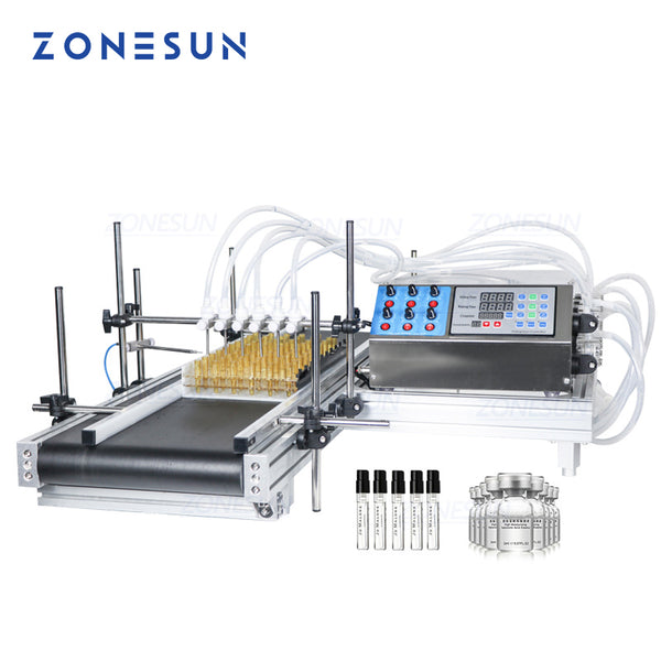 ZONESUN 6 Head Vaccine Ampoule Vial Bottle Peristaltic Pump Filling Machine With Conveyor Belt