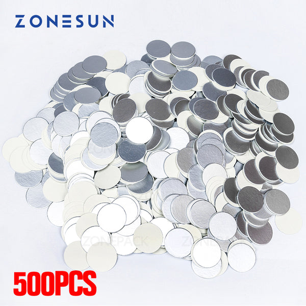 ZONEPACK Induction Sealing Customized Size Plastic laminated Aluminum Foil Lid Liners 500pcs/packed for PP PET PVC PS ABS glass bottles