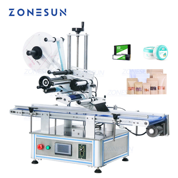 ZONEPACK ZS-TB150PB Automatic Pouch Labeling Machine Flat Surface Card bag Box Book Perfume bottle Sticker Label Applicator