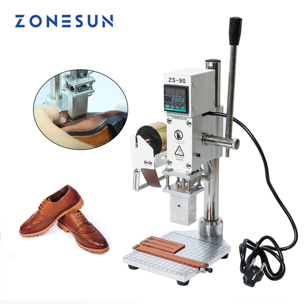 ZONEPACK Hot Foil Stamping Machine Embossing Logo Trademark Manual Bronzing Machine For Finshed Leather Shoes Heat Cold Pressing