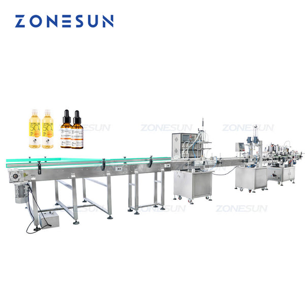 ZONESUN ZS-FAL180X4 4 Heads Magnetic Pump Liquid Filling Capping And Labeling Machine Line