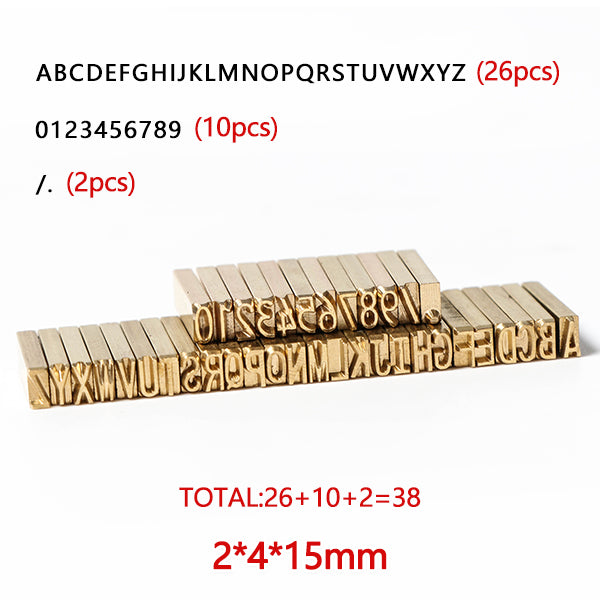 ZONESUN Alphabet Letter Fonts Of Ribbon Printer Heat Stamping Head Hot Stamping Spare Part Expiration Code Printing Machine - 2x4x15 mm 38PC