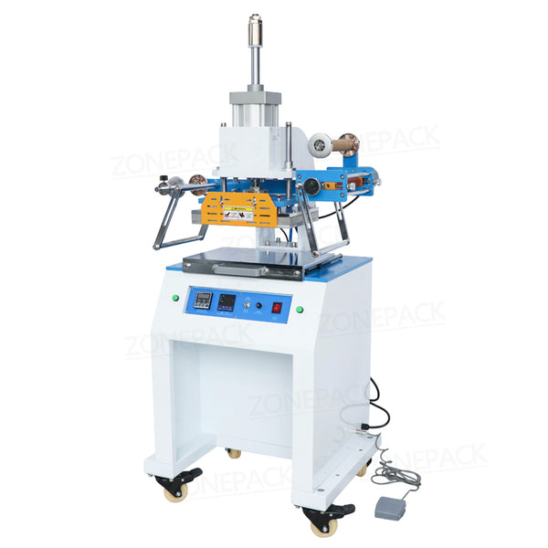 ZONEPACK ZY-819D Pneumatic Stamping Machine Leather Logo Creasing Machine Pressure Words Machine Logo Stampler Name Card Stamping