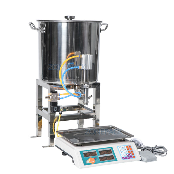 ZONEPACK Semi Automatic Paste Filling Machines Pneumatic Can Honey Cooking Oil Beverage Small Bottle Weighing Filling Machine