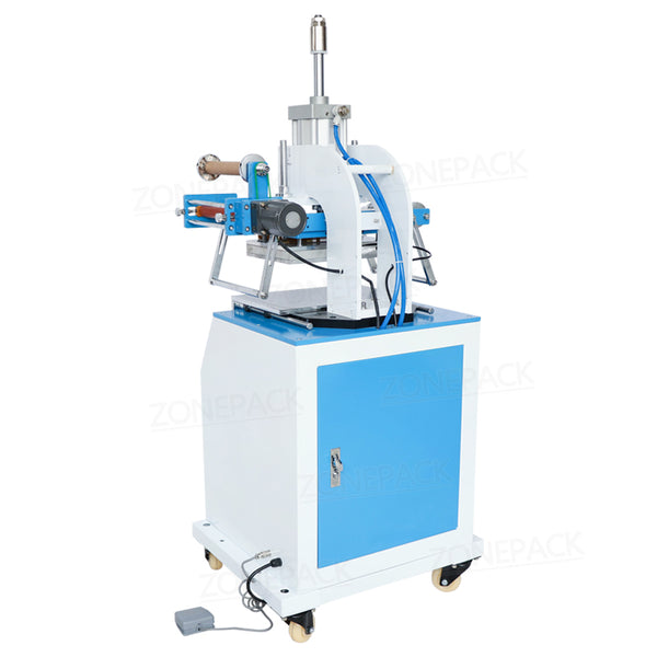 ZONEPACK ZY-819D Pneumatic Stamping Machine Leather Logo Creasing Machine Pressure Words Machine Logo Stampler Name Card Stamping