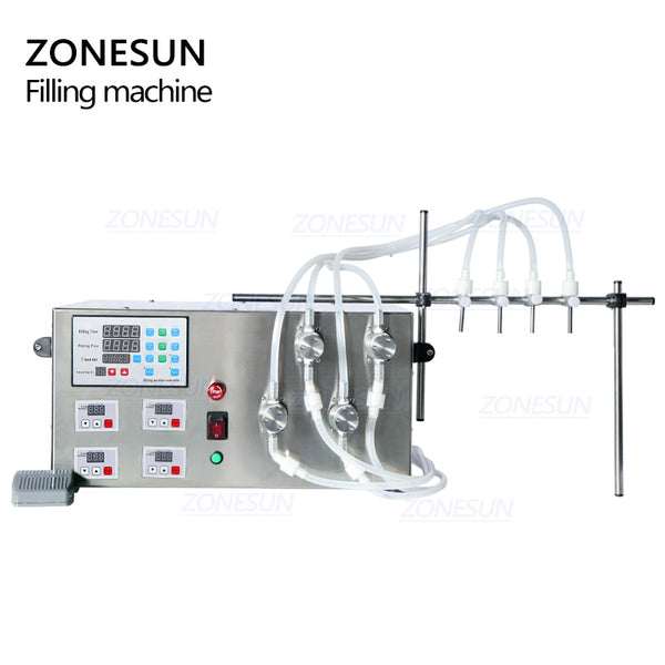 ZONESUN ZS-YTMP4S Automatic Four Heads Essential Oil Ink Cosmetic Liquid Water Bottle Magnetic Pump Filling Machine