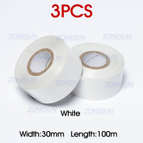 ZONEPACK 30mm*100m thermal ribbon date printing ribbon for DY-8, HP241B - 3 pcs White