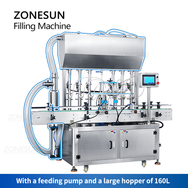 ZONESUN Automatic pneumatic Viscous Paste  Liquid Filling Machine Six Head Servo Motor  ZS-YT6T-6PX