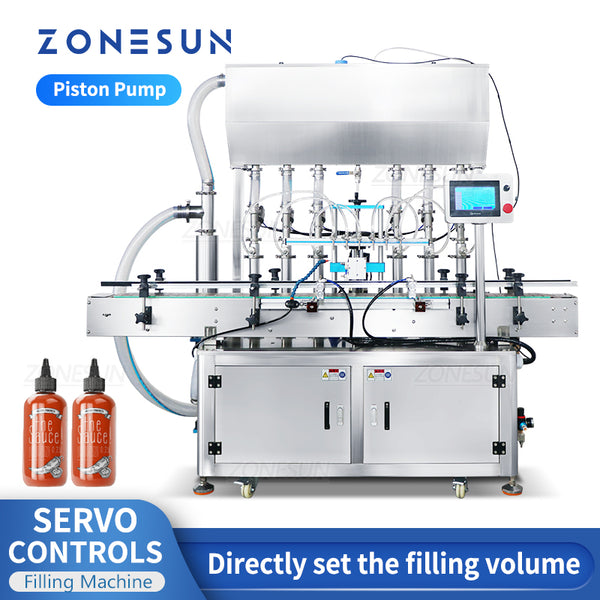 ZONESUN Automatic pneumatic Viscous Paste  Liquid Filling Machine Six Head Servo Motor  ZS-YT6T-6PX